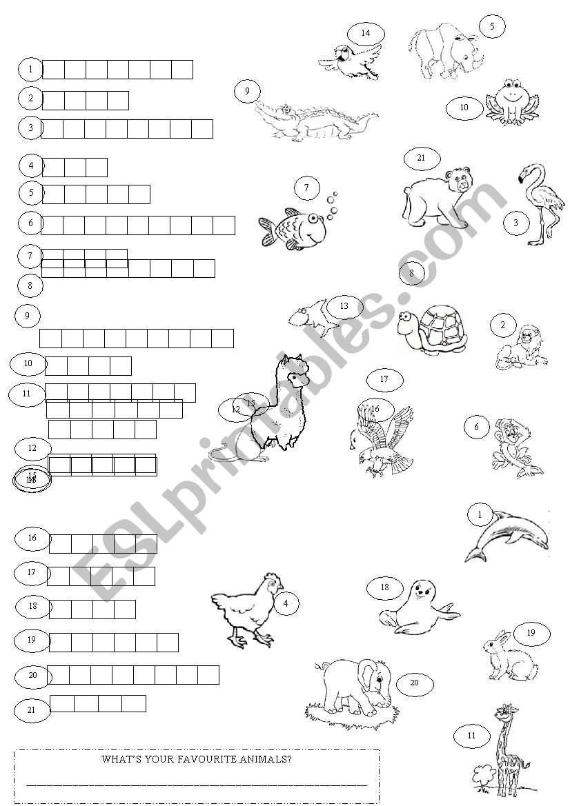 [CROSSWORD] ANIMALS worksheet